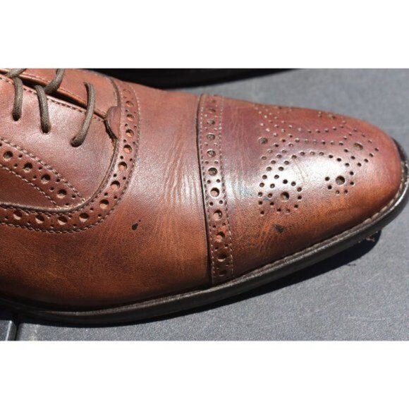 Men\'s Just a Men Shoe Brown Soft Leather Lace up Oxford Italian Dress Shoe 9.5 main image 6